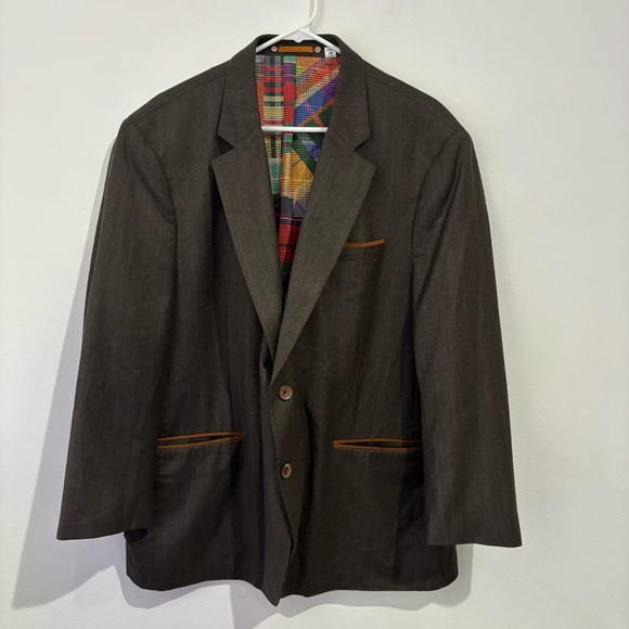 Robert Graham Dark Brown with Orange pinstripe Size 48 Blazer
